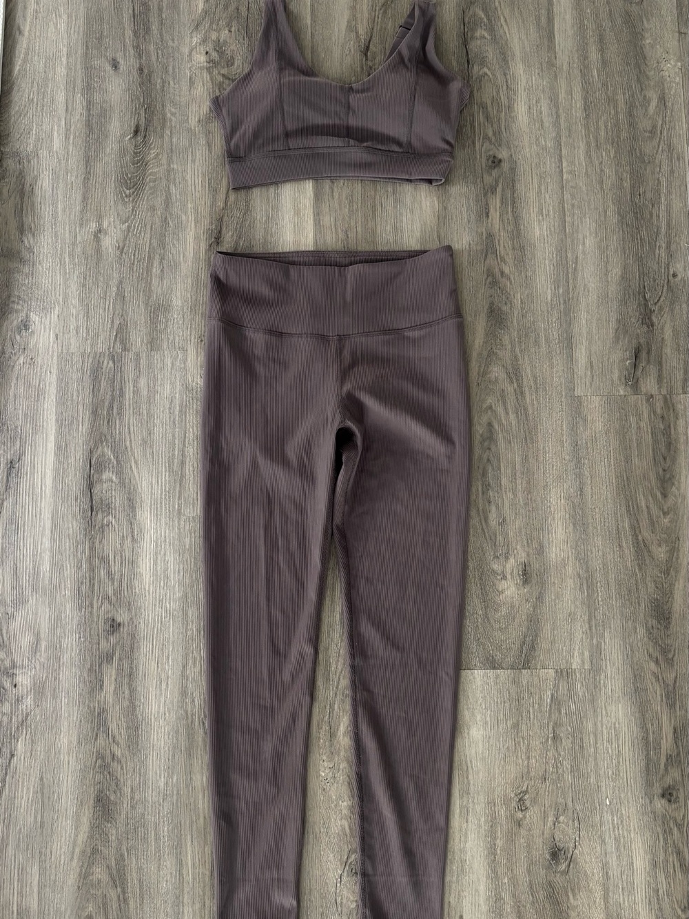 Mono B High-Waist Leggings & Crop Top Set in Muted Plum